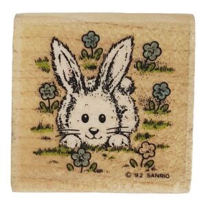 Sanrio Bunny Rabbit Long Ears Rubber Stamp Wood Mounted 1992 Rare Japan OX-F02